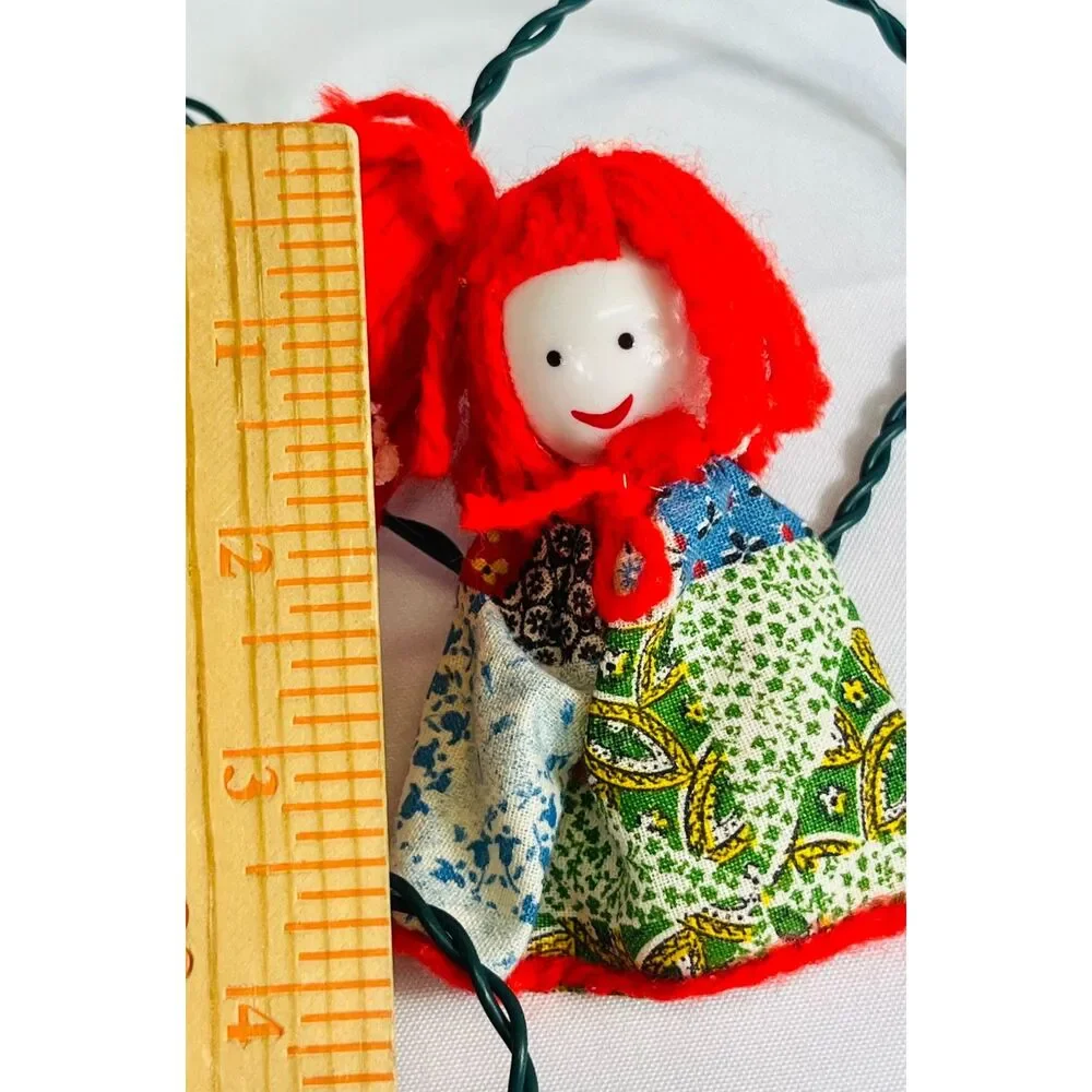 VTG RADIANT Country Style Cloth Doll String Lights TESTED WORK Raggedy Ann